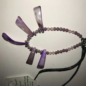 19 1/2" Purple Shell And Grape Quartz Necklace